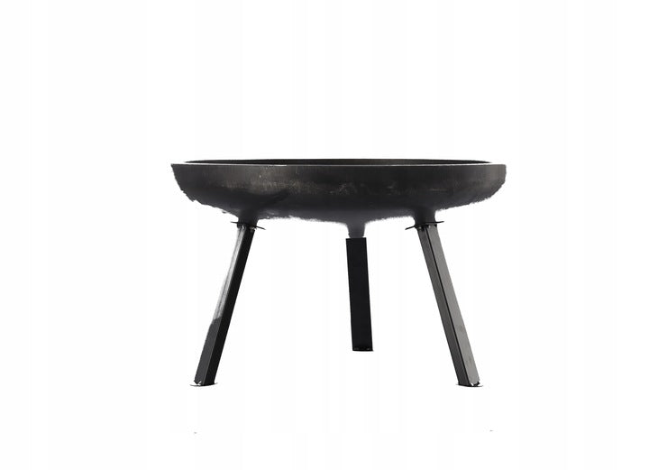 Semineu de gradina 60x36 cm, otel gros 2 mm, cu picioare detasabile, rezistent la temperaturi inalte, negru