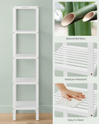 SONGMICS Etajera bambus 5 niveluri, raft multifunctional pentru baie sau bucatarie, 33x33x146 cm, alb
