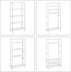 SONGMICS Etajera 5 niveluri, din bambus, pozitii reglabile, multifunctionala pentru bucatarie sau hol, 60x26x130 cm, alb