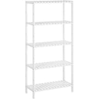 SONGMICS Etajera 5 niveluri, din bambus, pozitii reglabile, multifunctionala pentru bucatarie sau hol, 60x26x130 cm, alb