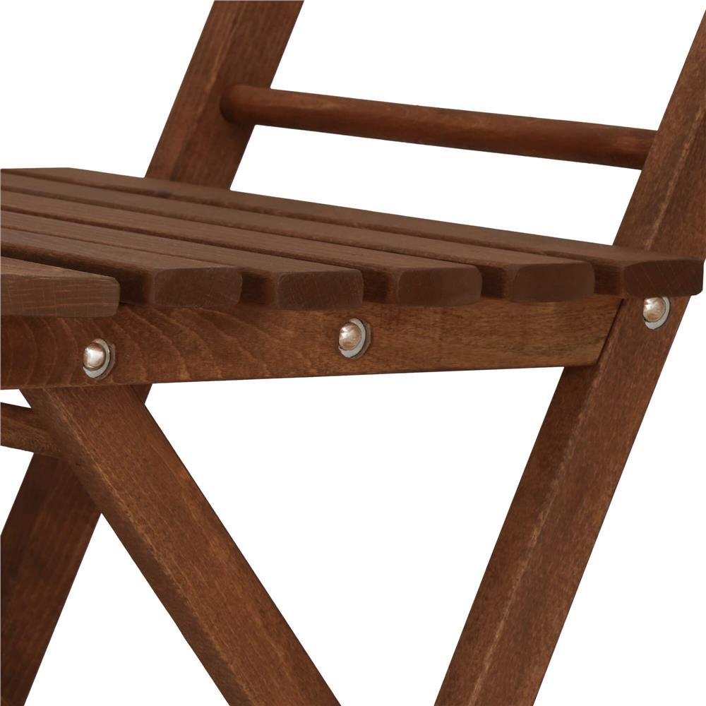 Set mobilier balcon sau terasa din lemn de fag, pliabil, masa 52x51x65 cm si 2 scaune, maro inchis