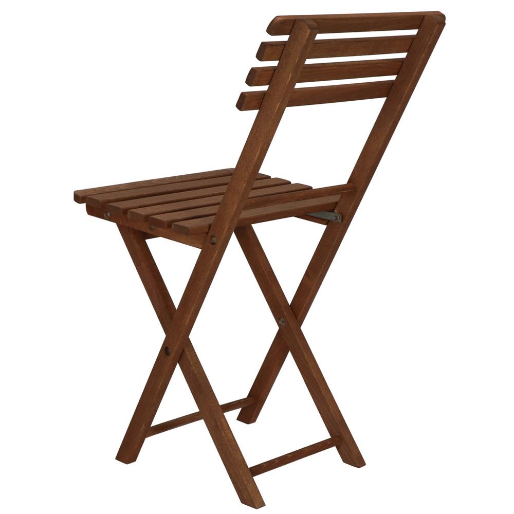 Set mobilier balcon sau terasa din lemn de fag, pliabil, masa 52x51x65 cm si 2 scaune, maro inchis