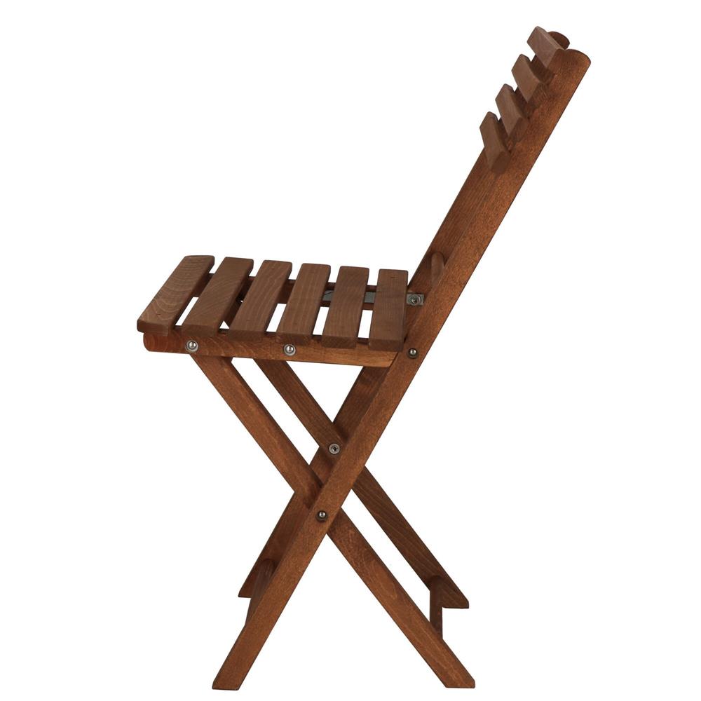 Set mobilier balcon sau terasa din lemn de fag, pliabil, masa 52x51x65 cm si 2 scaune, maro inchis