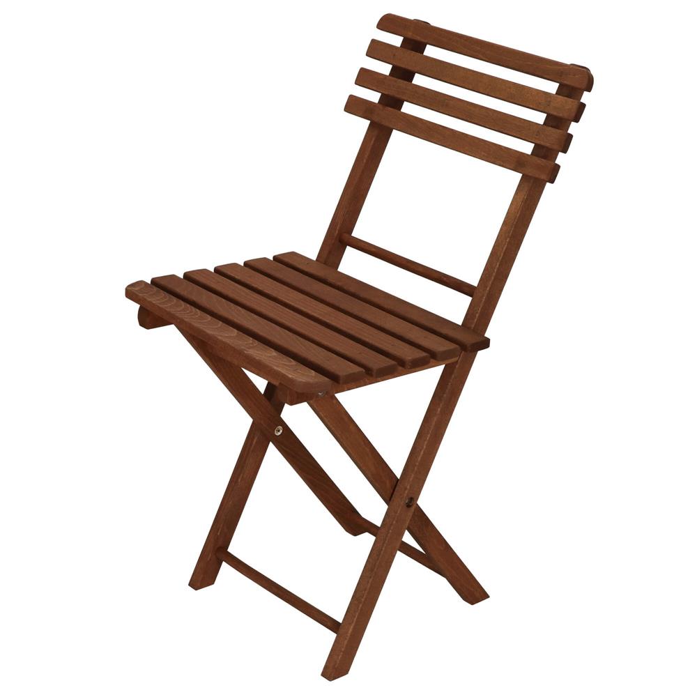 Set mobilier balcon sau terasa din lemn de fag, pliabil, masa 52x51x65 cm si 2 scaune, maro inchis