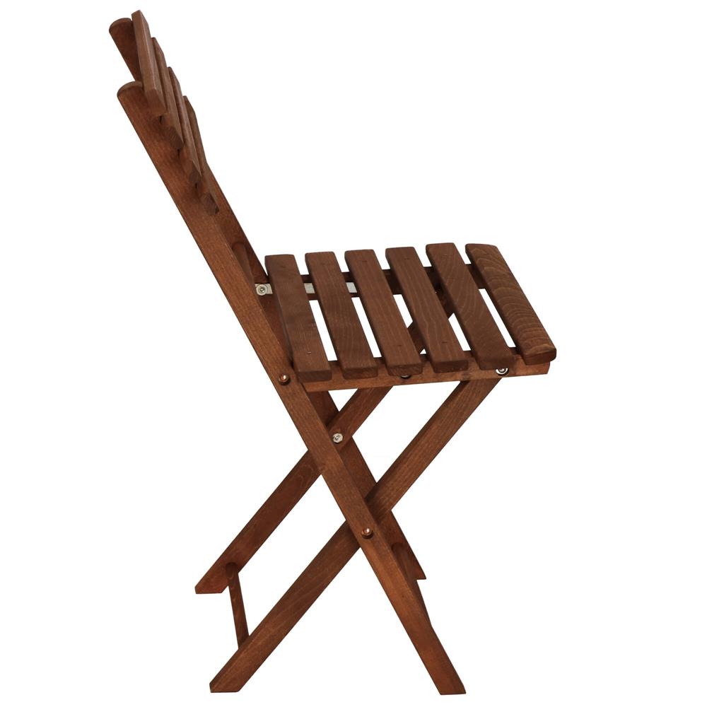 Set mobilier balcon sau terasa din lemn de fag, pliabil, masa 52x51x65 cm si 2 scaune, maro inchis