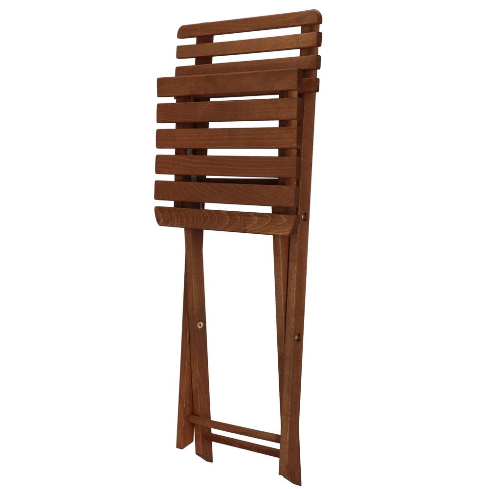 Set mobilier balcon sau terasa din lemn de fag, pliabil, masa 52x51x65 cm si 2 scaune, maro inchis