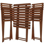 Set mobilier balcon sau terasa din lemn de fag, pliabil, masa 52x51x65 cm si 2 scaune, maro inchis