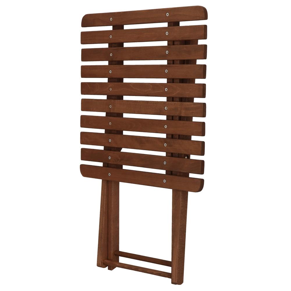 Set mobilier balcon sau terasa din lemn de fag, pliabil, masa 52x51x65 cm si 2 scaune, maro inchis