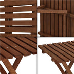Set mobilier balcon sau terasa din lemn de fag, pliabil, masa 52x51x65 cm si 2 scaune, maro inchis
