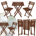 Set mobilier balcon sau terasa din lemn de fag, pliabil, masa 52x51x65 cm si 2 scaune, maro inchis