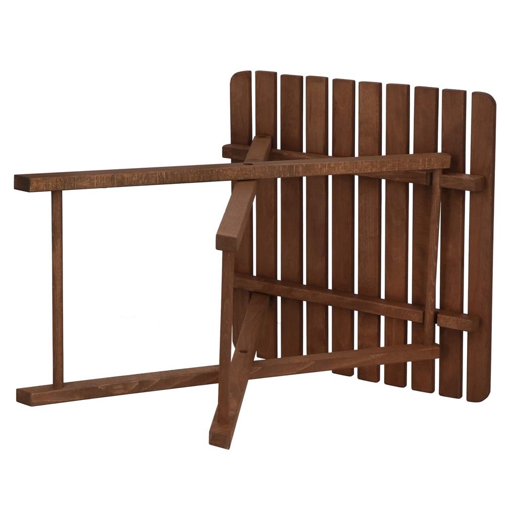 Set mobilier balcon sau terasa din lemn de fag, pliabil, masa 52x51x65 cm si 2 scaune, maro inchis
