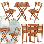 Set mobilier balcon sau terasa din lemn de fag, pliabil, masa 52x51x65 cm si 2 scaune, maro