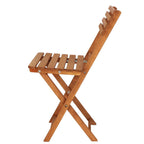 Set mobilier balcon sau terasa din lemn de fag, pliabil, masa 52x51x65 cm si 2 scaune, maro