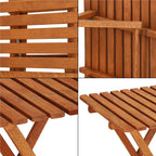 Set mobilier balcon sau terasa din lemn de fag, pliabil, masa 52x51x65 cm si 2 scaune, maro