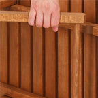 Set mobilier balcon sau terasa din lemn de fag, pliabil, masa 52x51x65 cm si 2 scaune, maro