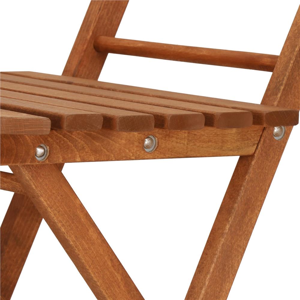 Set mobilier balcon sau terasa din lemn de fag, pliabil, masa 52x51x65 cm si 2 scaune, maro