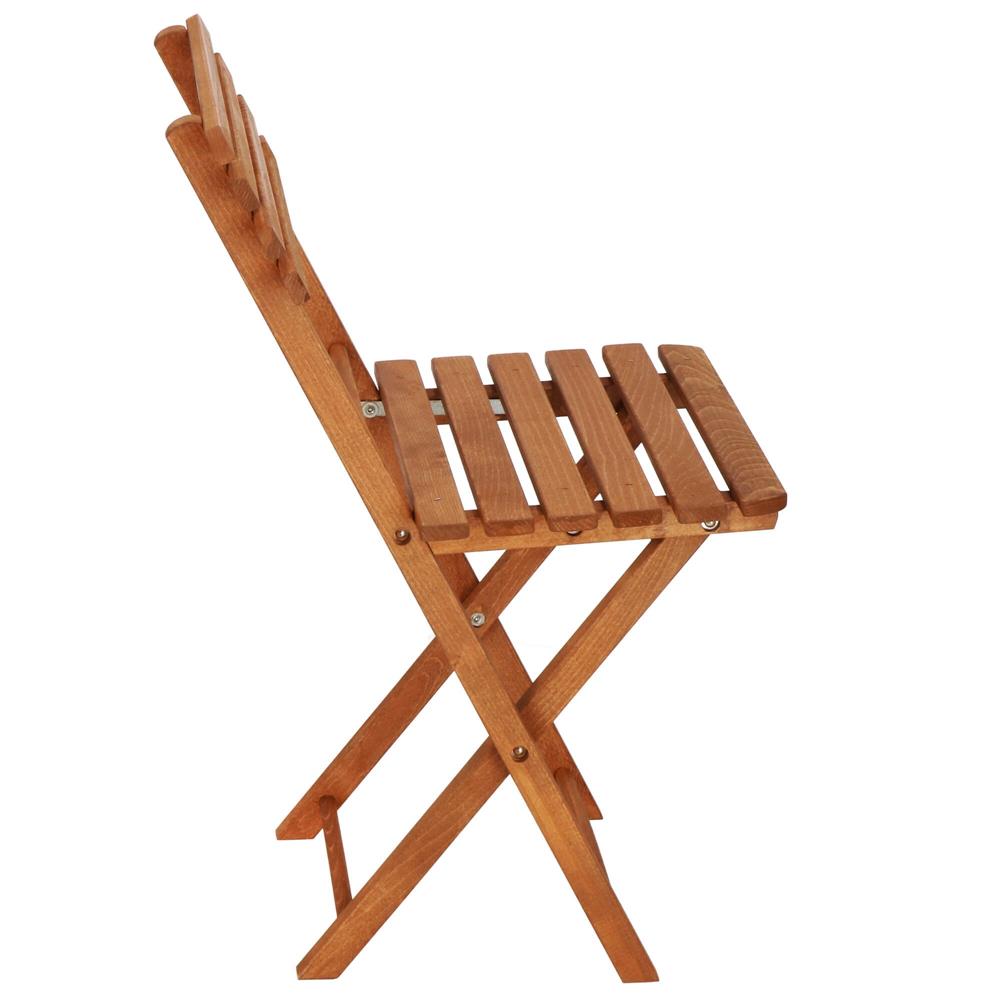 Set mobilier balcon sau terasa din lemn de fag, pliabil, masa 52x51x65 cm si 2 scaune, maro