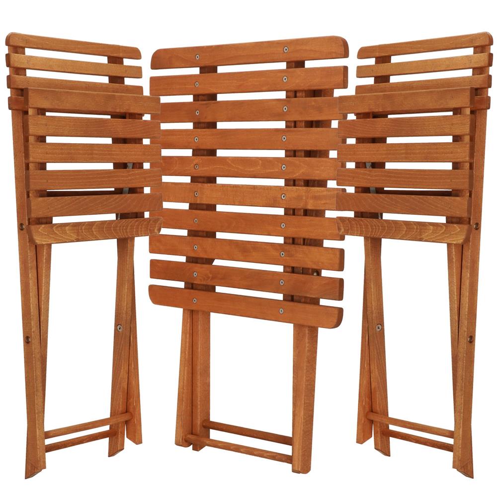 Set mobilier balcon sau terasa din lemn de fag, pliabil, masa 52x51x65 cm si 2 scaune, maro