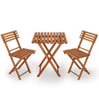 Set mobilier balcon sau terasa din lemn de fag, pliabil, masa 52x51x65 cm si 2 scaune, maro