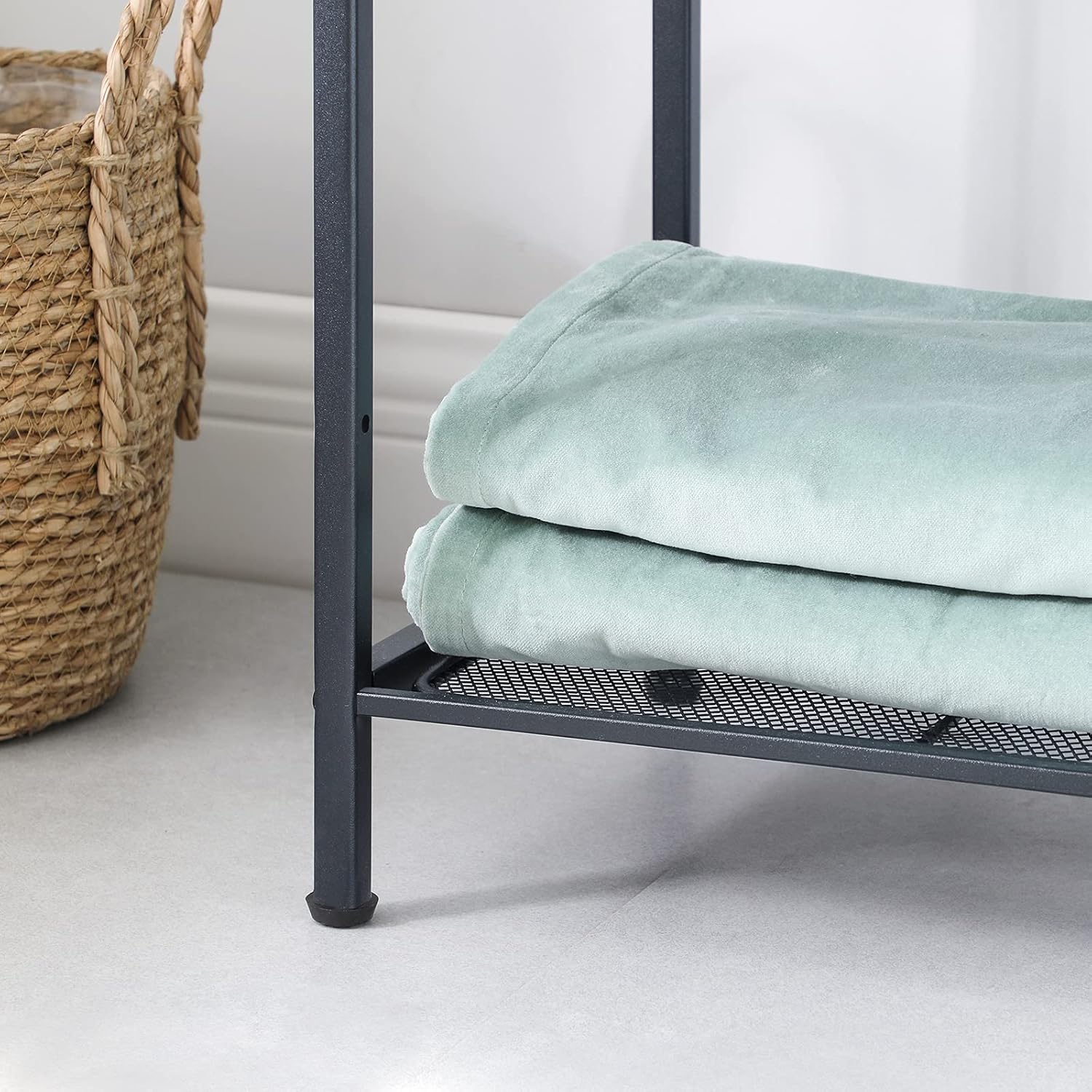 SONGMICS Etajera metalica 5 niveluri, raft ajustabil, pentru baie, bucatarie sau living, 38x30x128 cm, negru