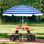 Umbrela de plaja pliabila cu inclinare reglabila, diametru 180 cm, albastru si alb