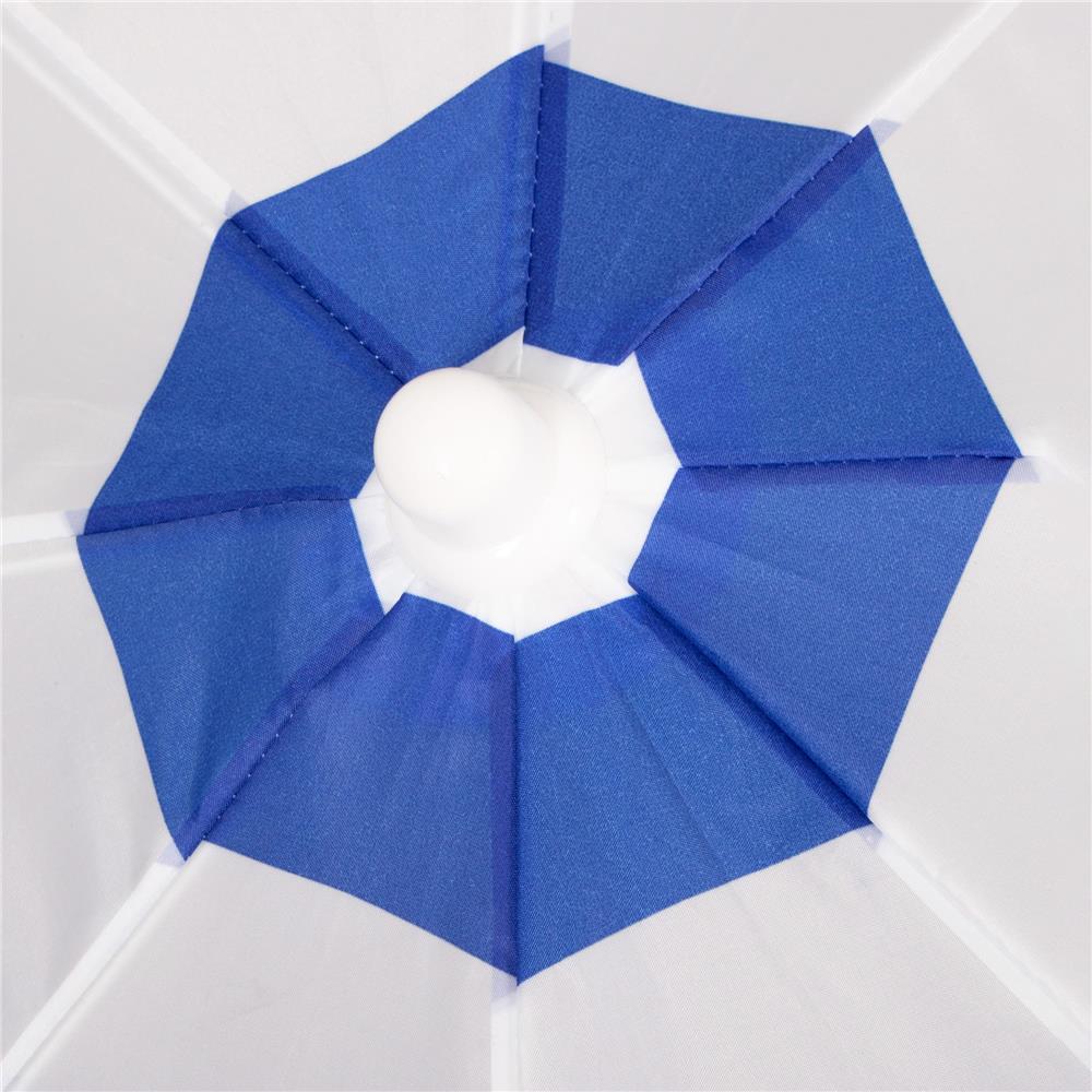 Umbrela de plaja pliabila cu inclinare reglabila, diametru 180 cm, albastru si alb