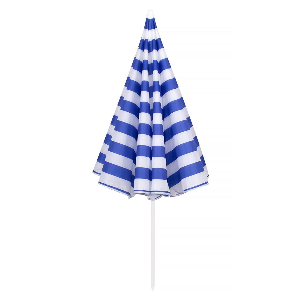 Umbrela de plaja pliabila cu inclinare reglabila, diametru 180 cm, albastru si alb