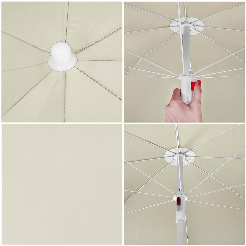 Umbrela de plaja pliabila cu inclinare reglabila, diametru 160 cm, bej