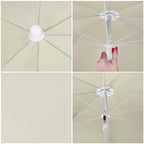 Umbrela de plaja pliabila cu inclinare reglabila, diametru 160 cm, bej