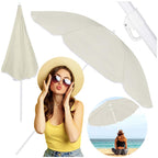 Umbrela de plaja pliabila cu inclinare reglabila, diametru 160 cm, bej