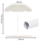 Umbrela de plaja pliabila cu inclinare reglabila, diametru 160 cm, bej