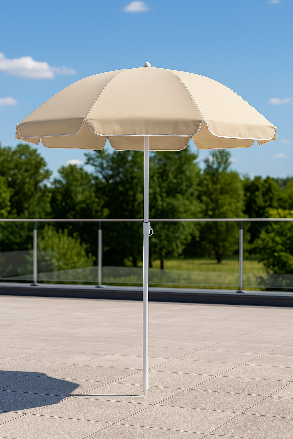 Umbrela de plaja pliabila cu inclinare reglabila, diametru 160 cm, bej