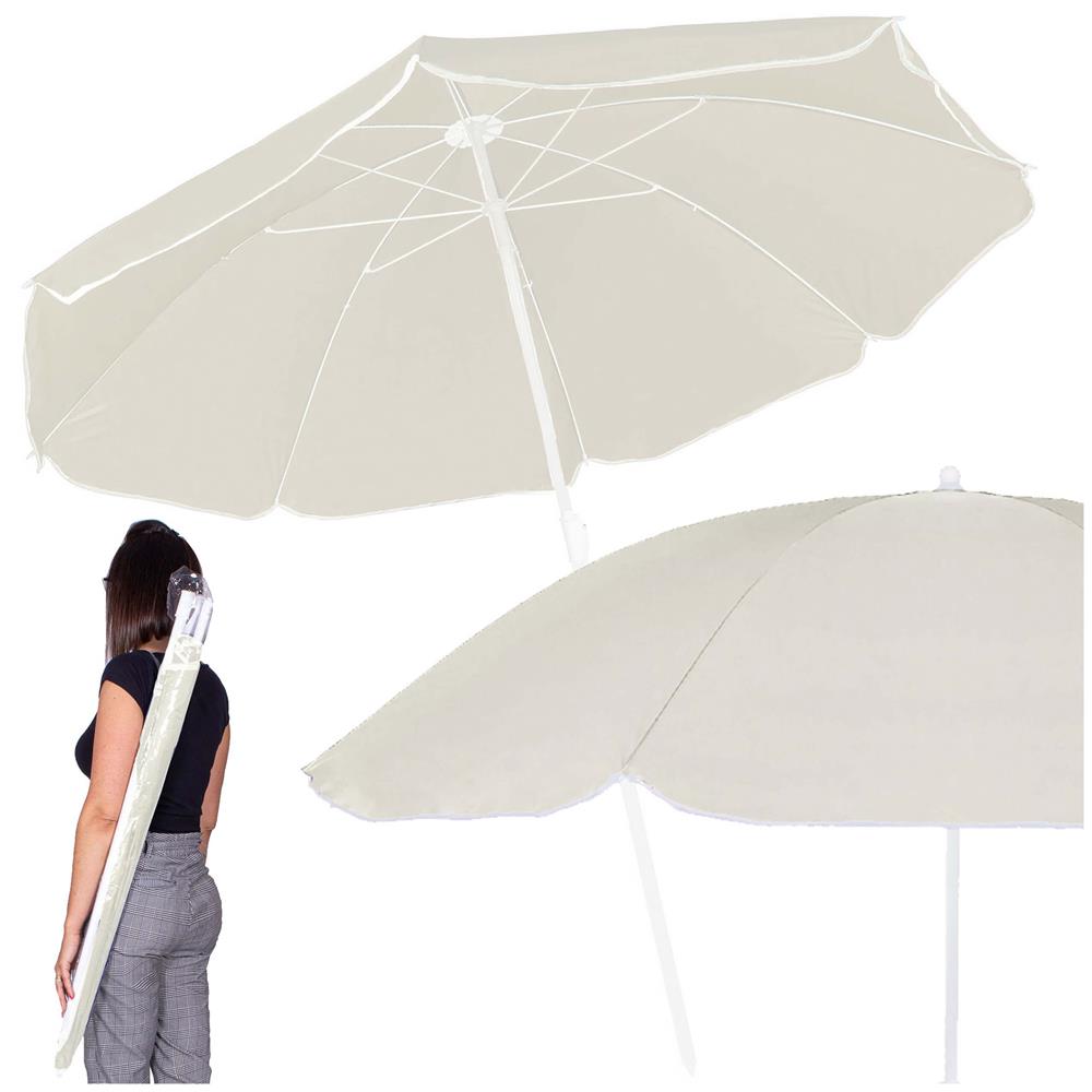 Umbrela de plaja pliabila cu inclinare reglabila, diametru 160 cm, bej