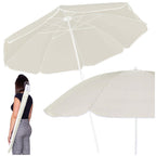 Umbrela de plaja pliabila cu inclinare reglabila, diametru 160 cm, bej