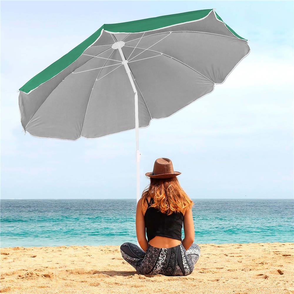 Umbrela de plaja pliabila cu inclinare reglabila, diametru 160 cm, verde