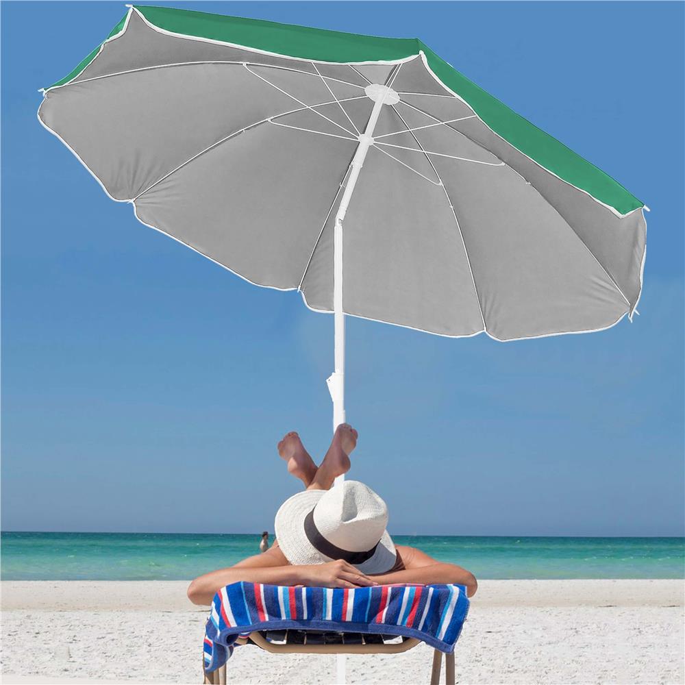 Umbrela de plaja pliabila cu inclinare reglabila, diametru 160 cm, verde