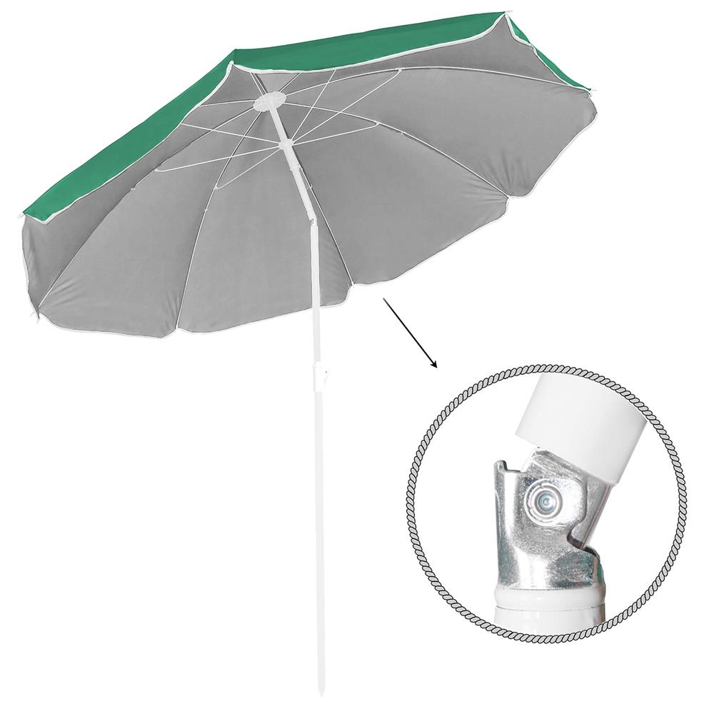 Umbrela de plaja pliabila cu inclinare reglabila, diametru 160 cm, verde