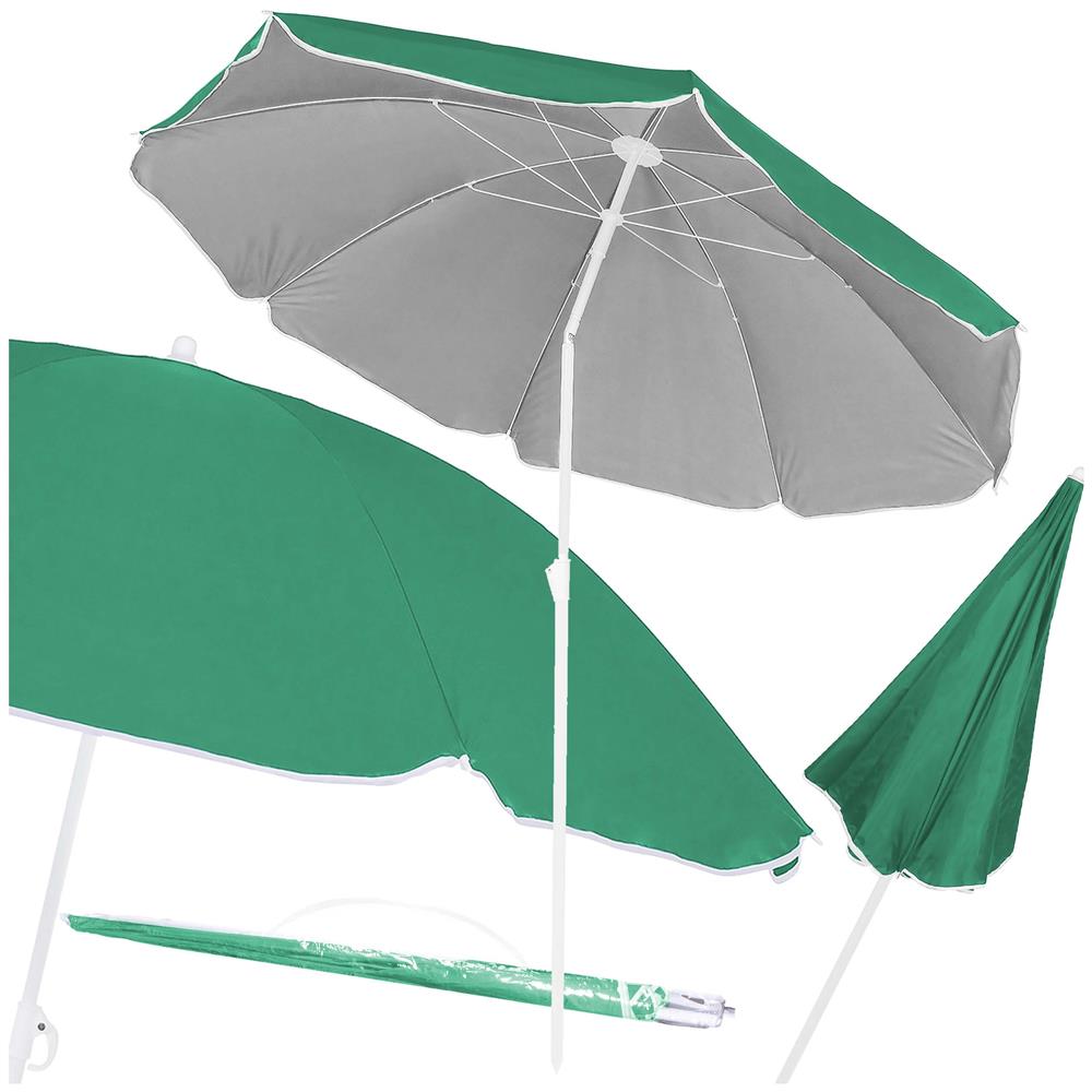 Umbrela de plaja pliabila cu inclinare reglabila, diametru 160 cm, verde