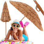 Umbrela de plaja tip hawai pliabila, cu inaltime si unghi reglabil, structura metalica, 160 cm, maro