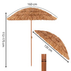 Umbrela de plaja tip hawai pliabila, cu inaltime si unghi reglabil, structura metalica, 160 cm, maro