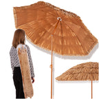 Umbrela de plaja tip hawai pliabila, cu inaltime si unghi reglabil, structura metalica, 160 cm, maro