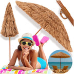 Umbrela de plaja tip hawai pliabila, cu inaltime si unghi reglabil, structura metalica, 160 cm, maro