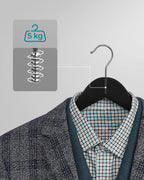 SONGMICS Umerase lemn set 10 bucati, cu bara pantalon antialunecare, carlig rotativ 360°, 45x23 cm, negru