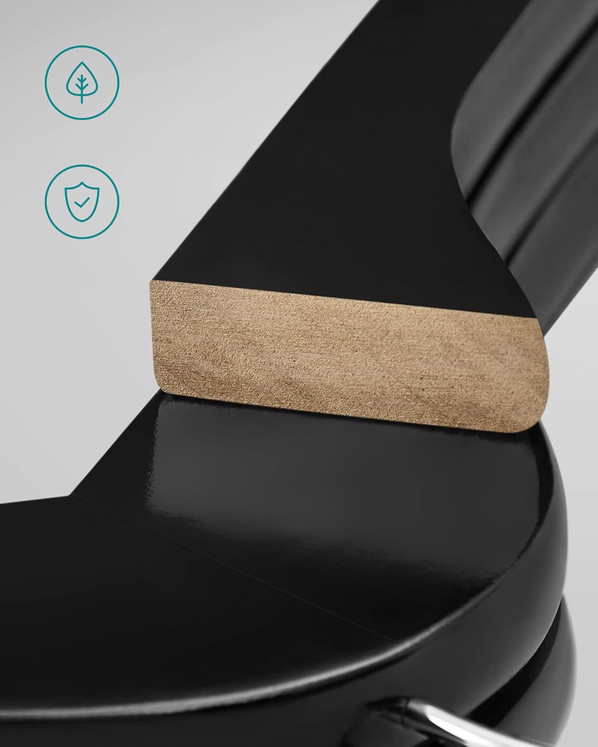 SONGMICS Umerase lemn set 10 bucati, cu bara pantalon antialunecare, carlig rotativ 360°, 45x23 cm, negru