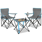 Set masa pliabila cu 2 scaune, structura metalica, husa transport, 47x47x45 cm, gri