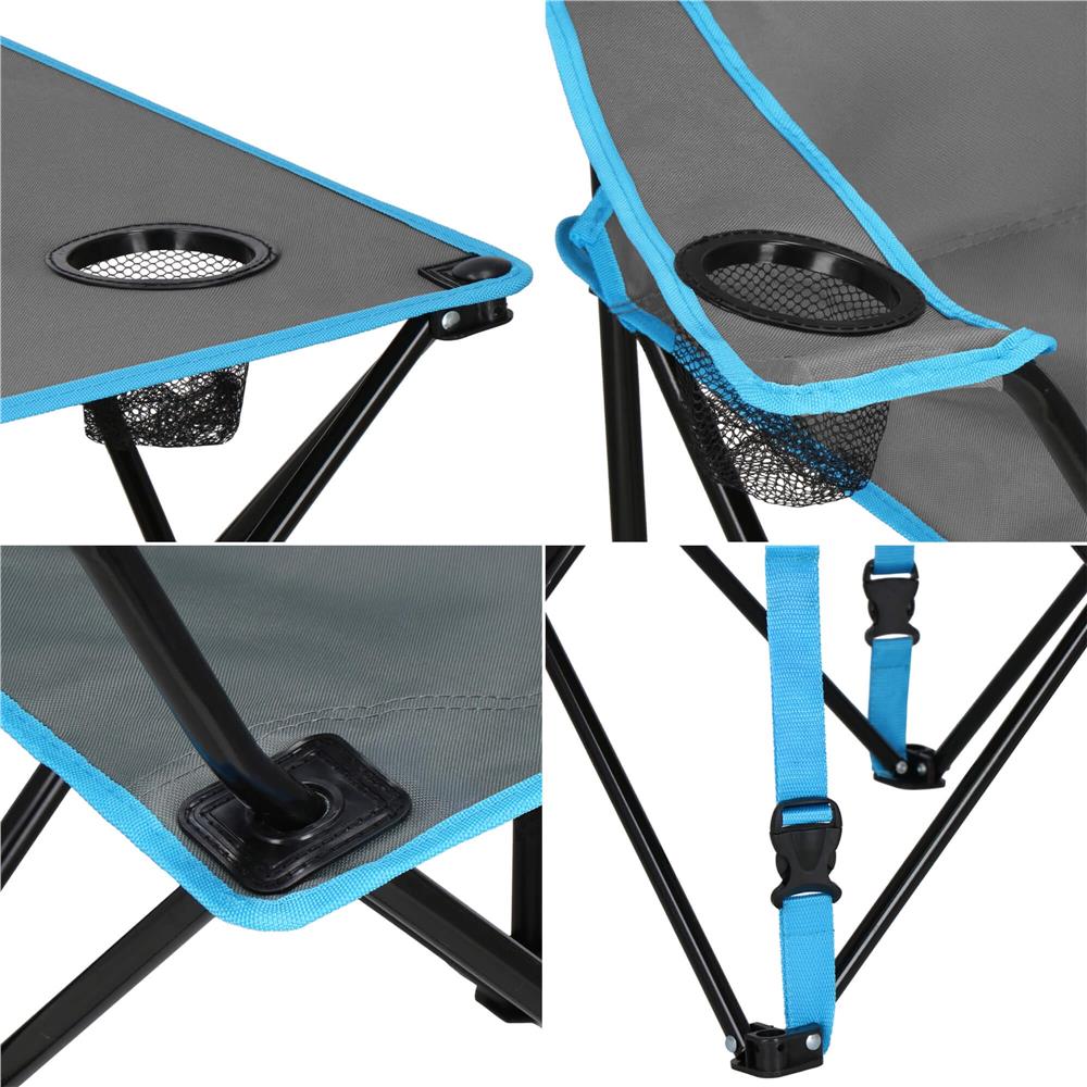 Set masa pliabila cu 2 scaune, structura metalica, husa transport, 47x47x45 cm, gri