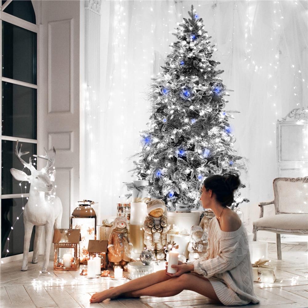 Instalatie luminoasa LED 41,5 m, 500 LED, IP44, pentru interior si exterior, alb rece + albastru flash