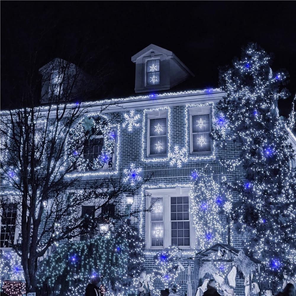 Instalatie luminoasa LED 41,5 m, 500 LED, IP44, pentru interior si exterior, alb rece + albastru flash