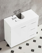 VASAGLE Dulap lavoar baie cu 3 sertare si 2 compartimente, MDF, 30x70x64 cm, alb