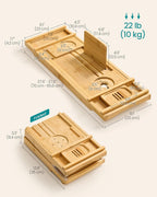 SONGMICS Suport cada extensibil din bambus, pliabil, 70–96 cm, bej natur